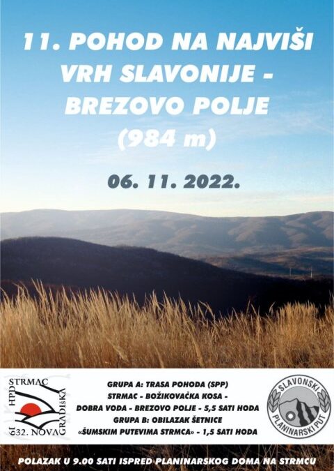 11. Pohod na najviši vrh Slavonije – Brezovo polje (984m)